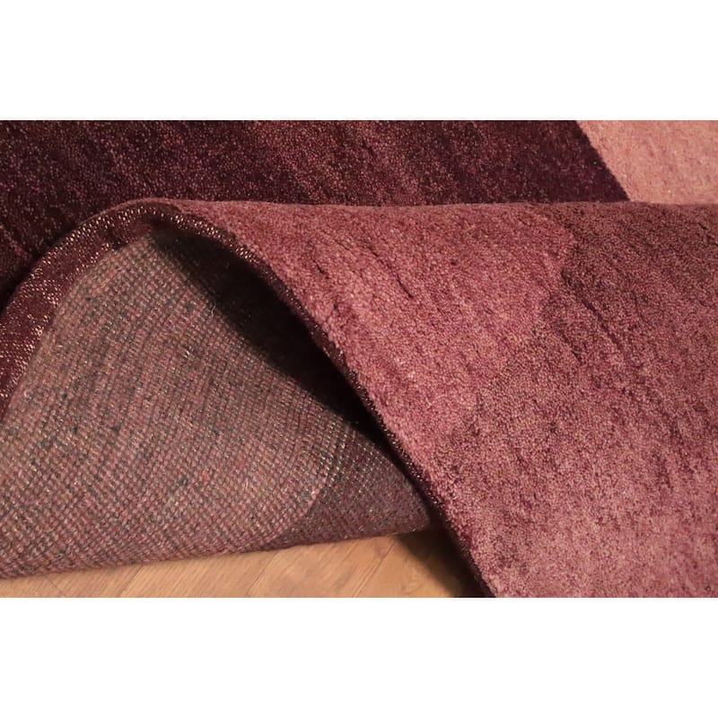 Hand Knotted Oriental 100% Wool Carpet Modern Geometric Purples Gabbeh Area Rug - 7' 11'' X 5' 6''