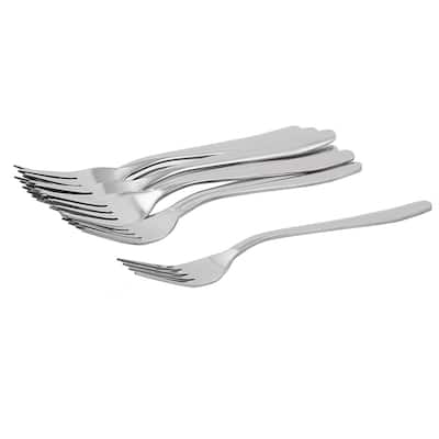 Dinner Forks Set of 10 Stainless Steel 7.5" Fruit Dessert Steak Fork - Silver Tone
