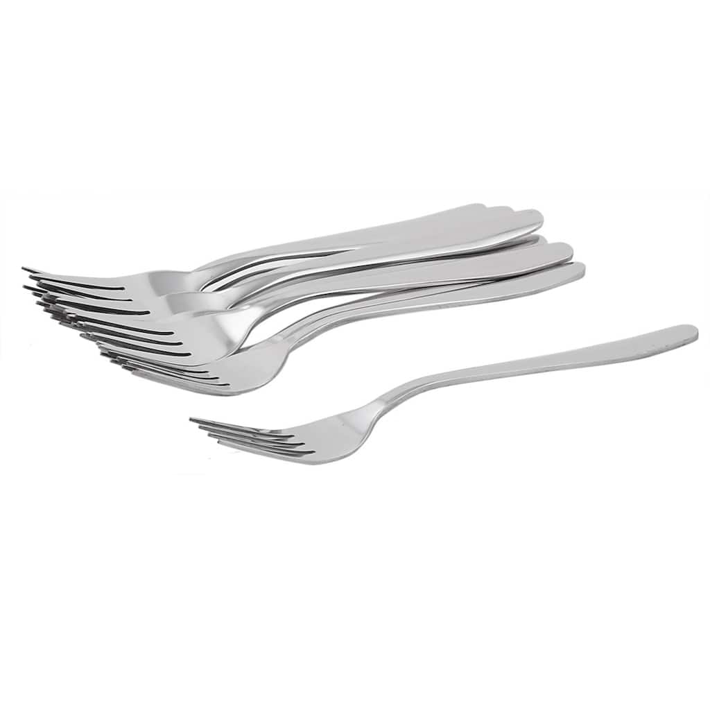 Dinner Forks Set of 10 Stainless Steel 7.5" Fruit Dessert Steak Fork - Silver Tone