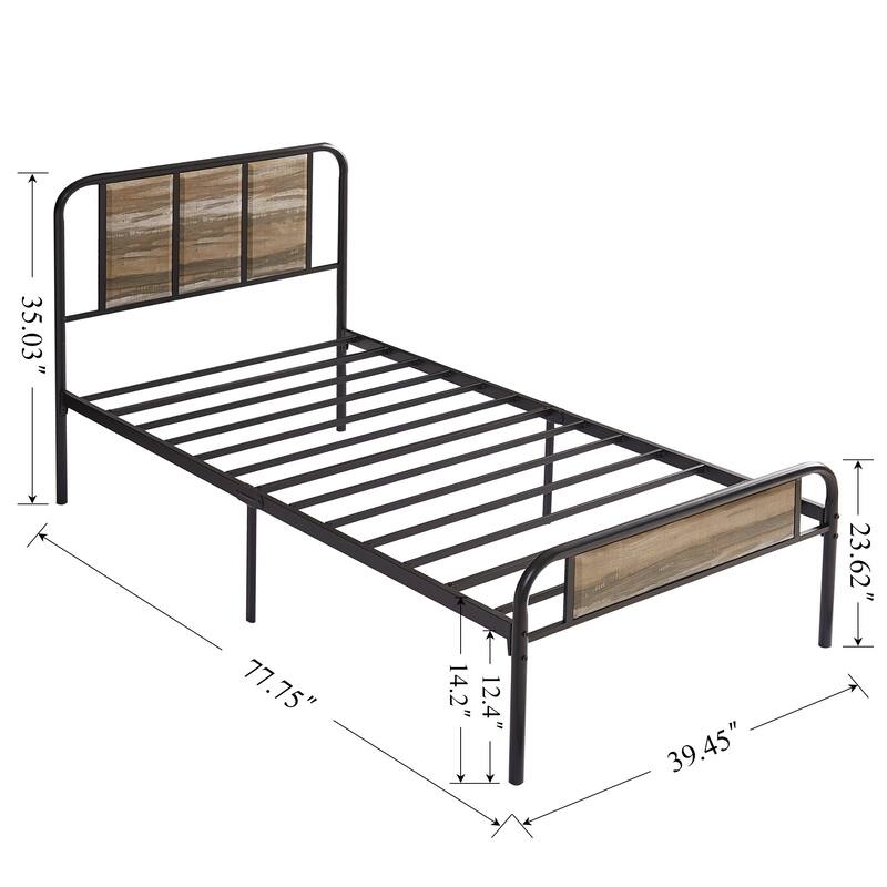 VECELO Platform Bed Frame with Wood Headboard,Twin/Full/Queen Size Bed