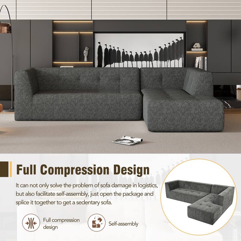 2PCS Modular Combination Sofa Set,Living Room Sectional Sofa Couch