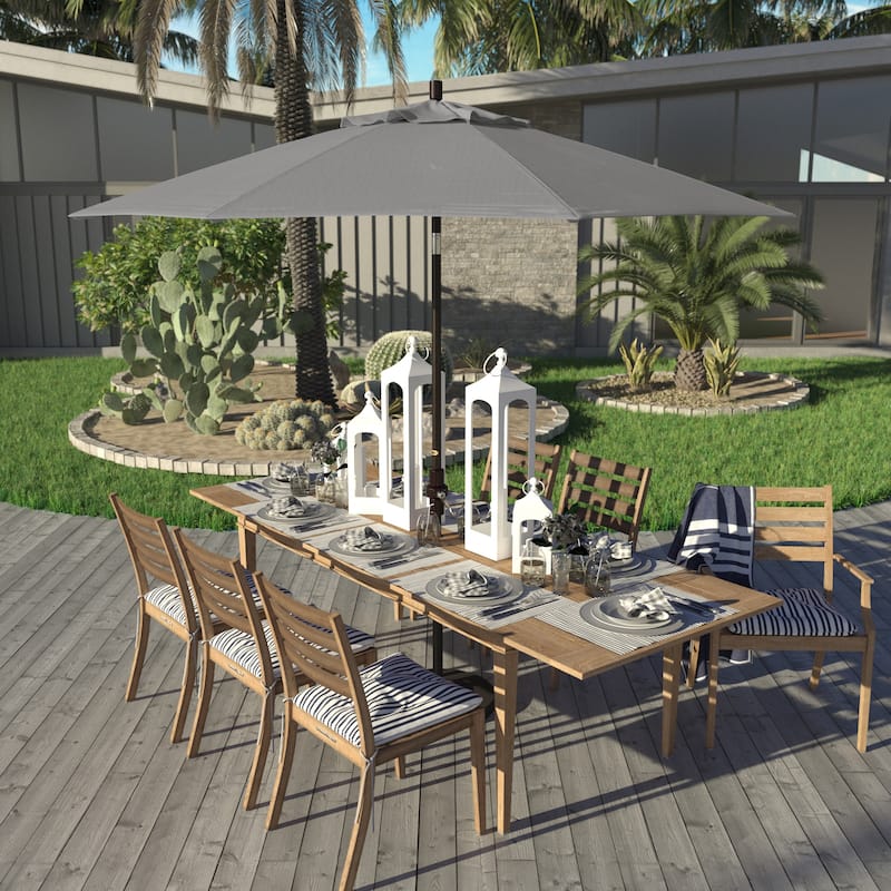 California Umbrella 9' Rd Golden State Series Patio Umbrella Bronze Aluminum Frame Crank Lift Collar Tilt Sunbrella - Granite