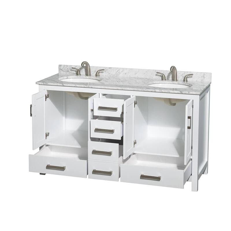 Wyndham Collection Sheffield 60" Freestanding Vanity Set with Hardwood