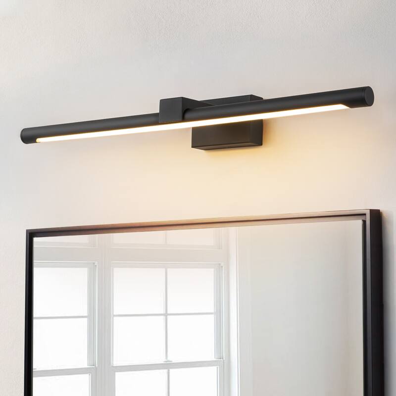 23.6 in. Modern Linear Integrated LED Dimmable Bathroom Vanity Light Black/Gold Vanity Lights for Mirror - Black