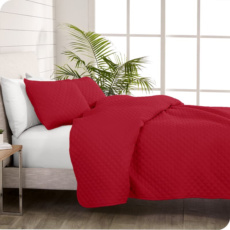 Bare Home Diamond Stitched Lightweight Microfiber Coverlet Set