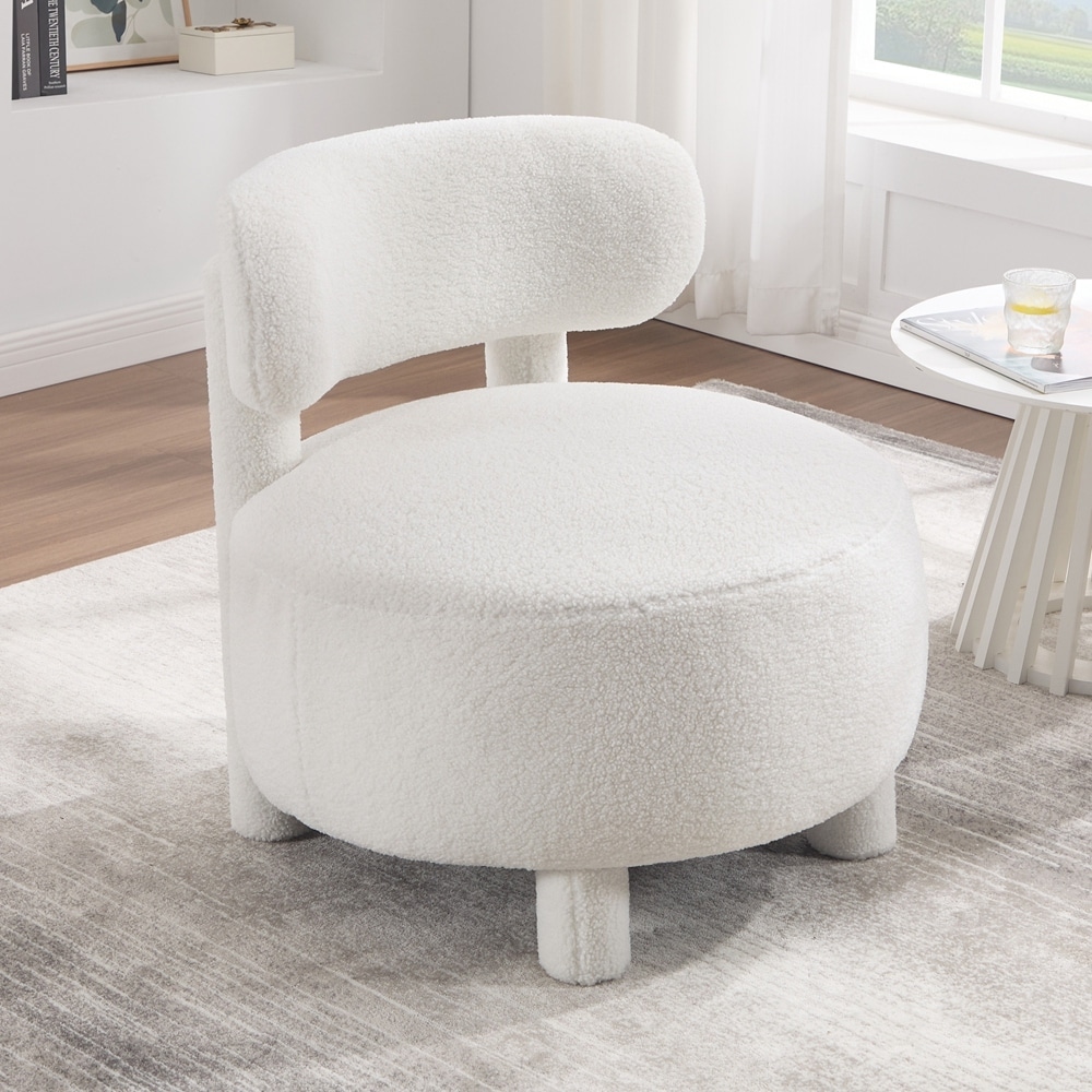 Teddy Fabric armless accent chair with curved backrest and solid wood legs upholstered chair slipper side chair