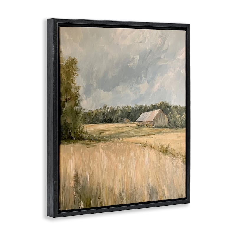 Stupell Natural Farm's Wispy Grasses Framed Floater Canvas Wall Art Design By Petal Prints Design