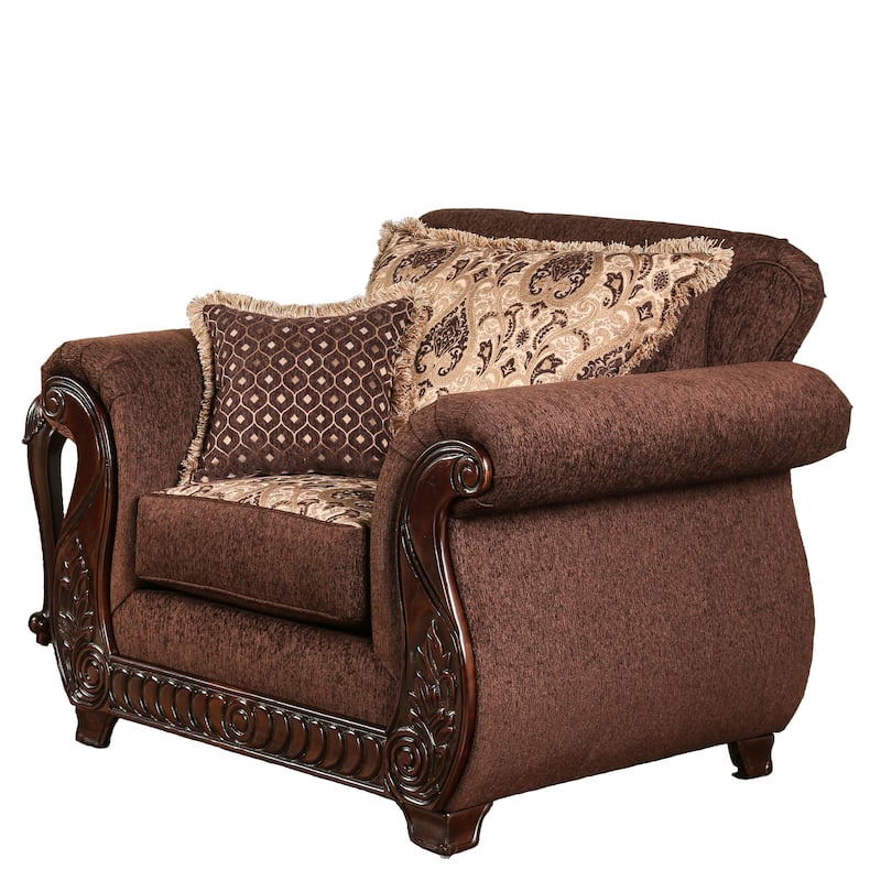 Fova Traditional Fabric Upholstered Armchair by Furniture of America