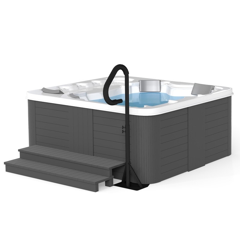 Domi Hot Tub Handrail, Aluminum Spa Hand Rail with 44"-60" Adjustable Height & 360° Swivel, Safety Side Handrails