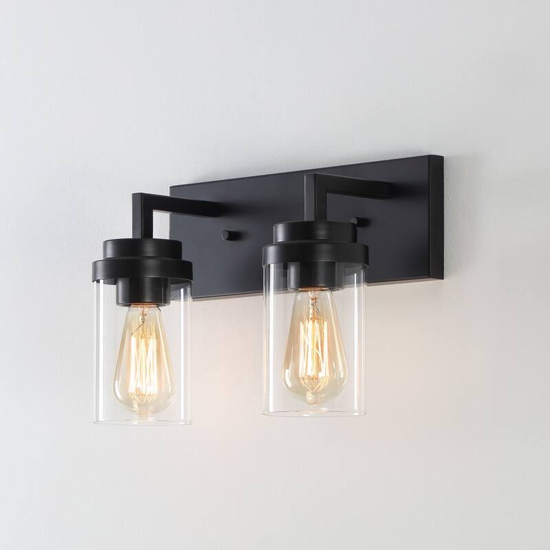 KAWOTI 2-Light Dimmable Bathroom Vanity Light with Clear Glass Shade