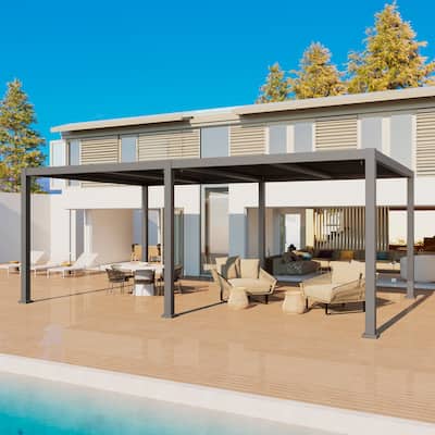 BONOSUKI Ourdoor 12x20FT Aluminum Freestanding Patio Louvered Pergola