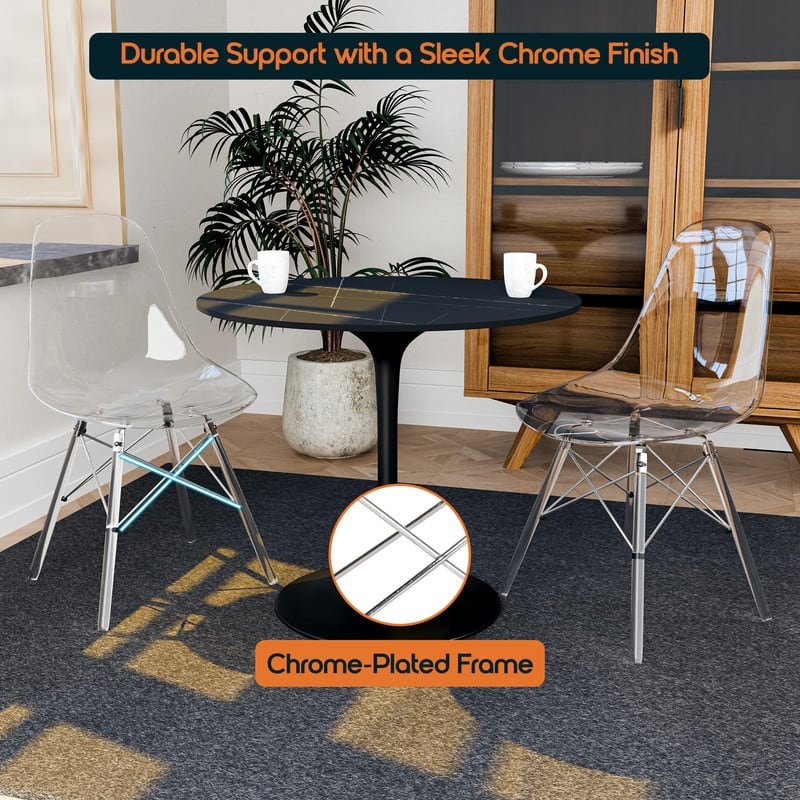 Dover Modern Acrylic Accent Side Chair with Eiffel-Style Legs for Dining Room, Kitchen, Office, or Indoor/Outdoor Seating