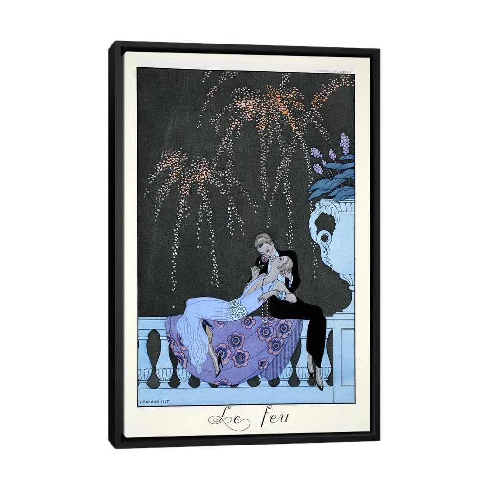 iCanvas "Fire, from 'Falbalas & Fanfreluches, Almanach des Modes Presentes" by George Barbier Framed Canvas Print