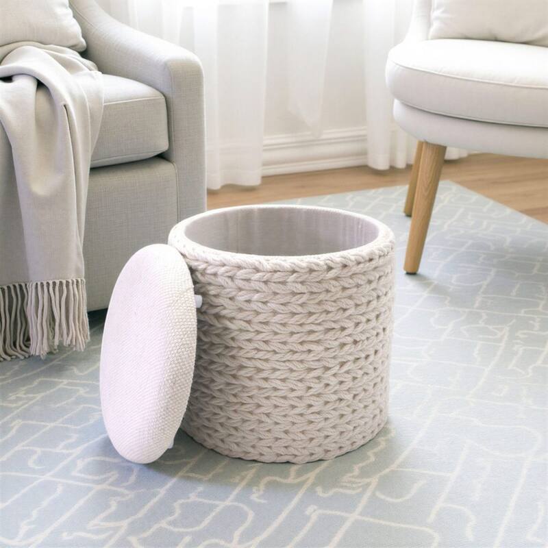 Handwoven Fabric Storage Ottoman