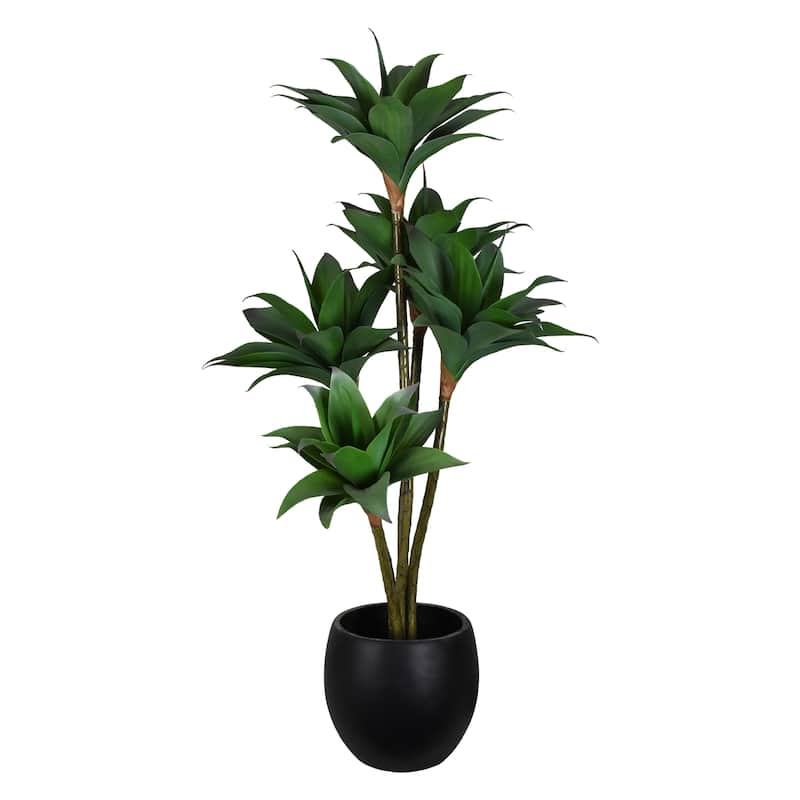 American Art Decor Artificial Crown Orchid Tree in Cement Pot Faux Plant for Home or Office - 48"