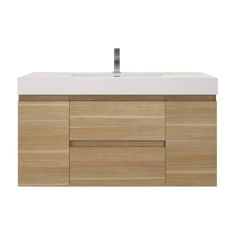 Baillie 48'' Wall-Mounted Vanity with Reinforced Acrylic Sink - 48''Width - White Oak
