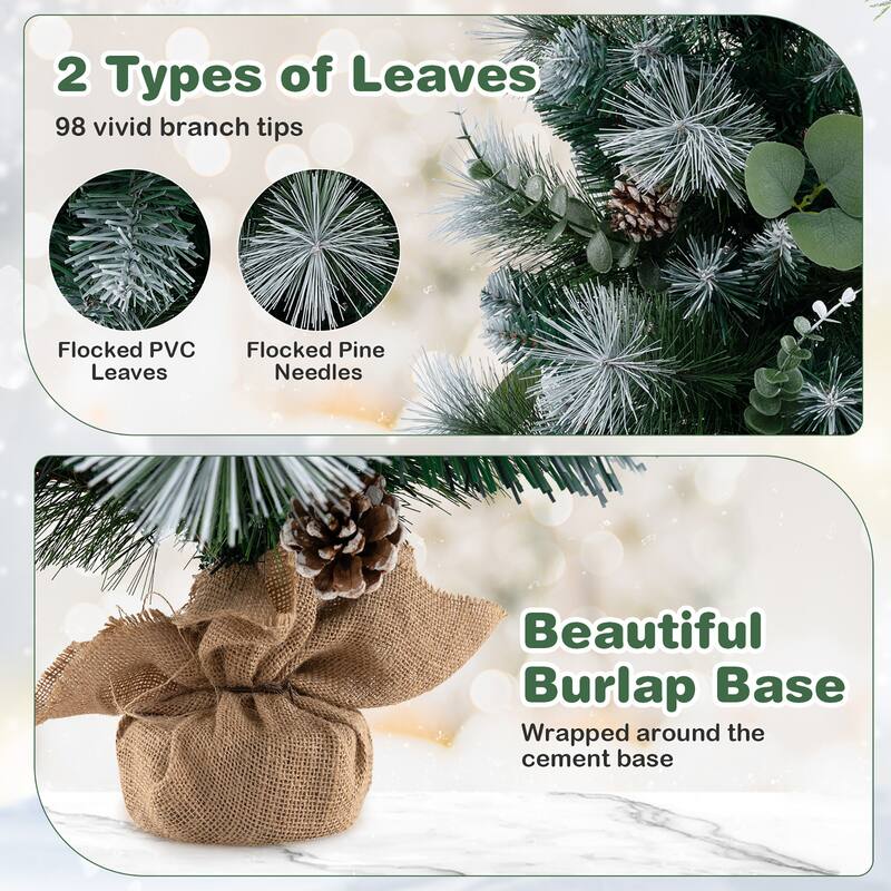 Gymax 3 FT Artificial Christmas Tree w/ 98 Branch Tips Pine Needles