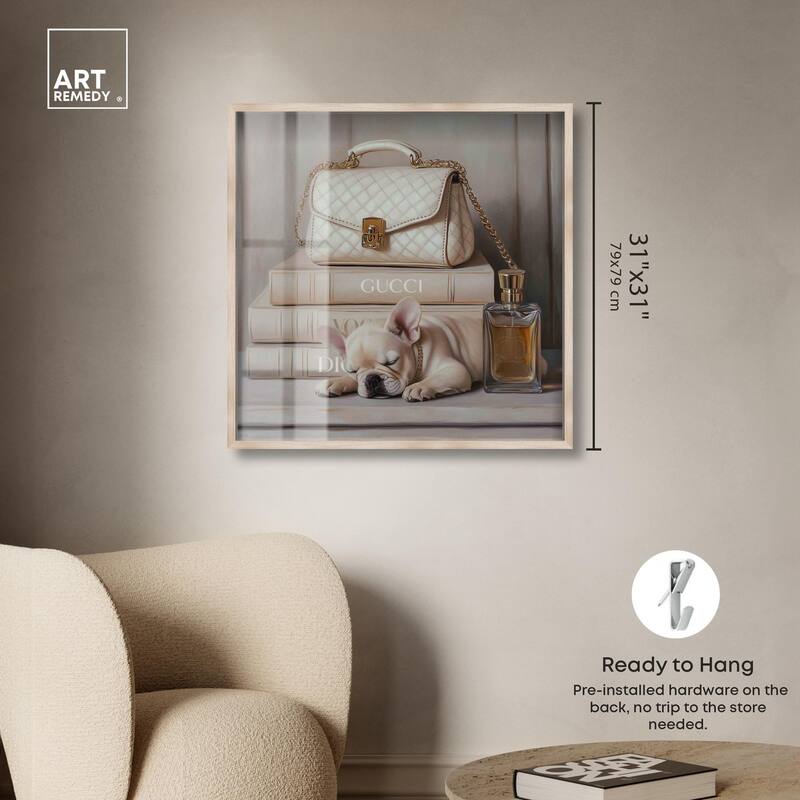 Ivory Books and Frenchie Shadowbox by Art Remedy