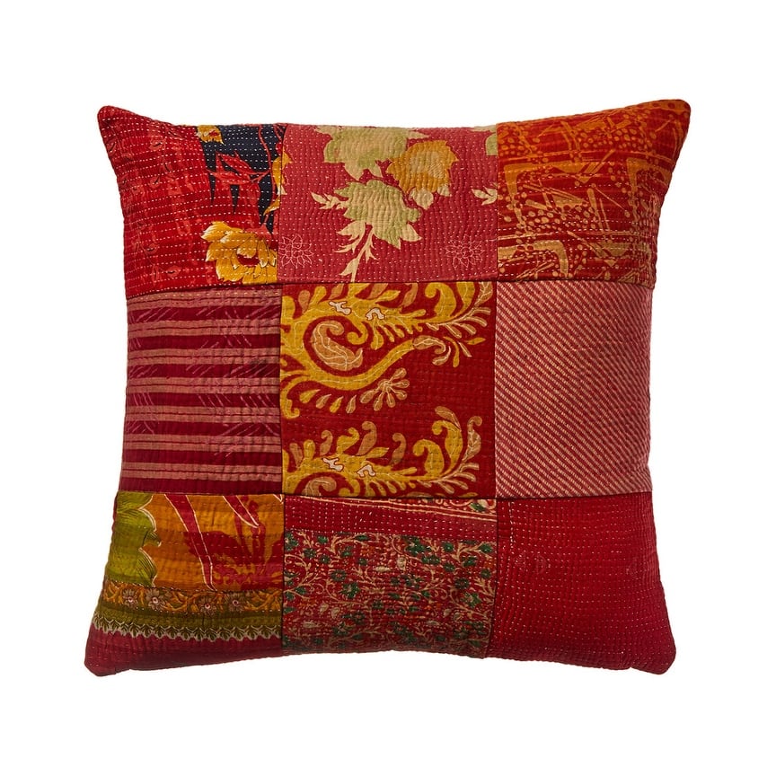 One of a Kind hand stitch OverDye Kantha Pillow Cover