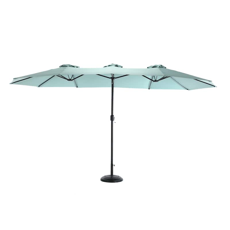 14.8 Ft Double Sided Outdoor Umbrella Rectangular Large with Crank ( Navy blue ) - Light Green
