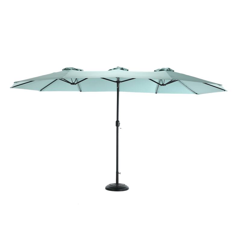 Double-Sided Outdoor Umbrella Rectangular Large Outdoor Umbrella with Crank Handle, for Garden and Outdoor (Light Green)