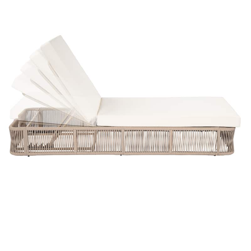Christopher Knight Home - Solara Outdoor Adjustable Rope Base Sunlounge with Beige and White