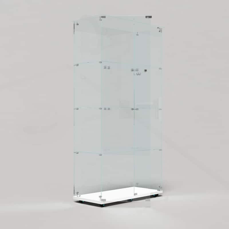 Versatile Tempered Glass Cabinet with Smart Lighting and Mobility
