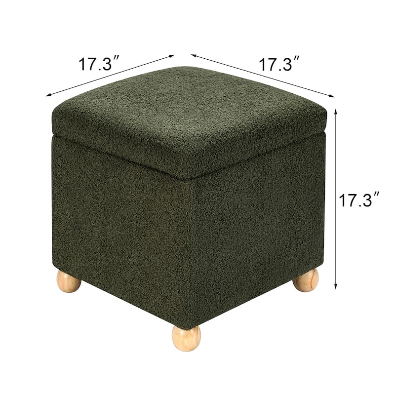 Adeco Floral Printed Linen Cube Storage Ottoman Footrest Footstool