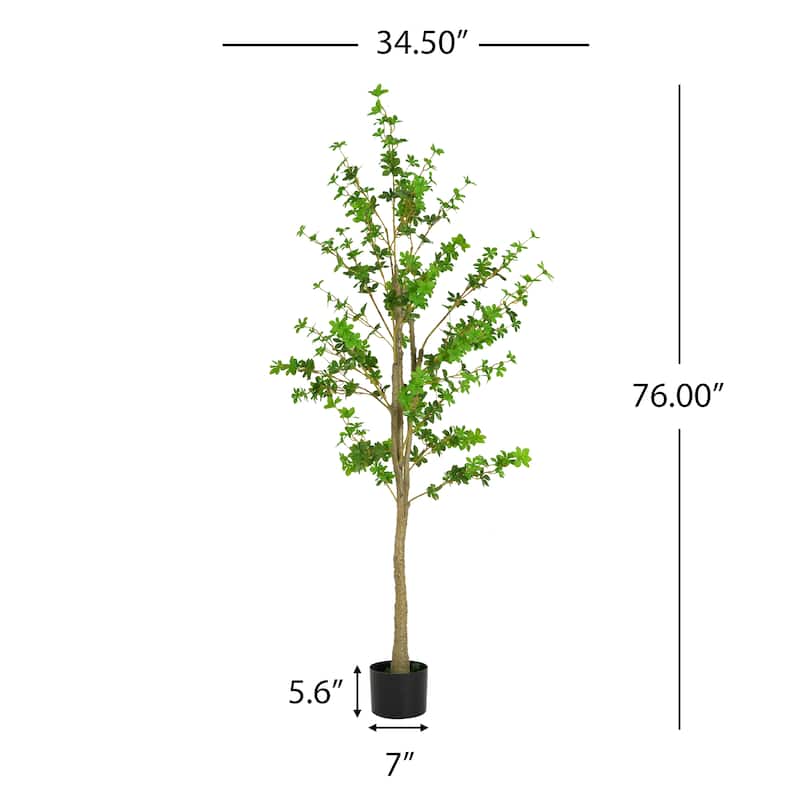 76" Artificial Enkianthus Tree with Black Plastic Pot