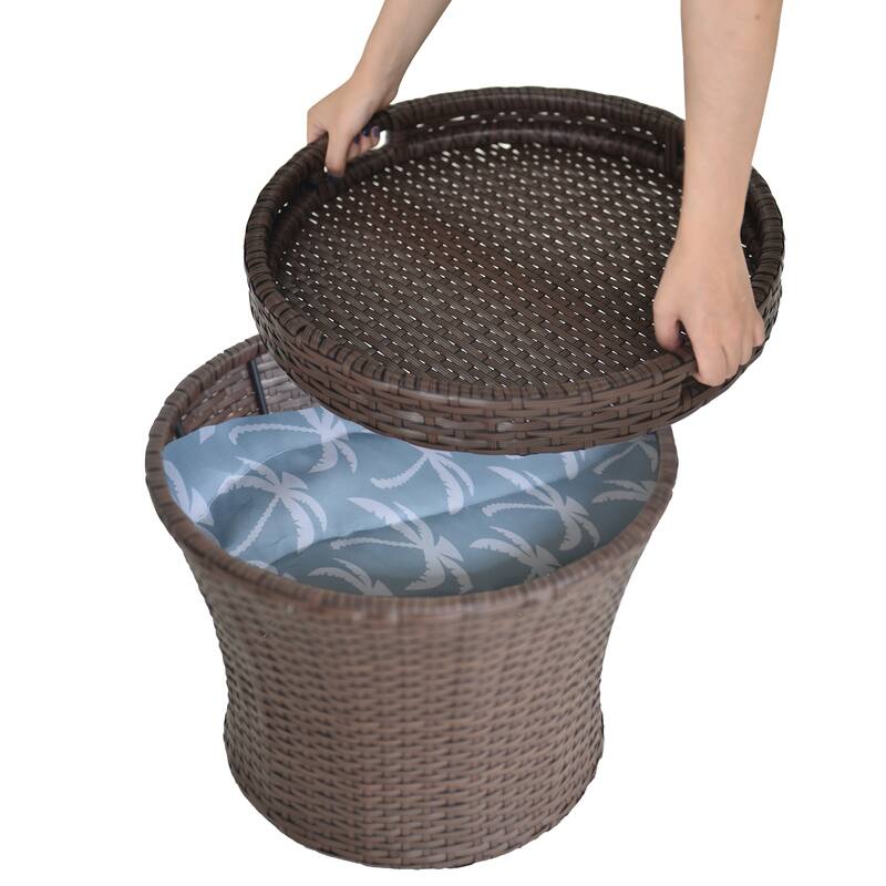 20 Inch Wide Patio Accent Side Table with Storage