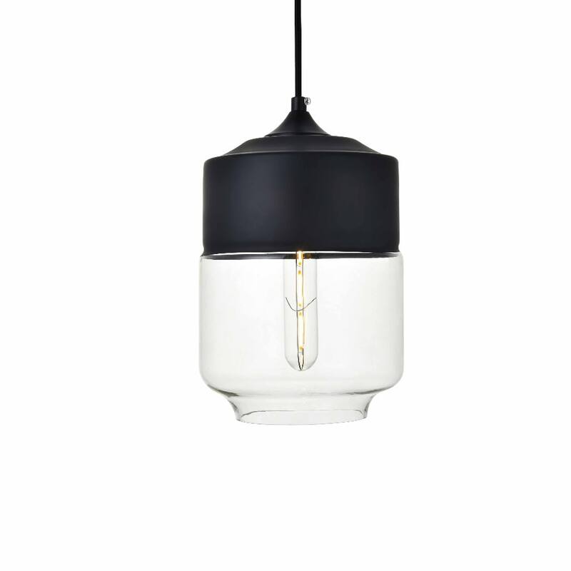 Elegant Lighting Ashwell Single Light 7" Wide Mini Pendant with Clear - Black / Clear