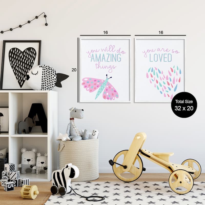 Stupell Pastel Inspirations with Dragonfly Framed Giclee Art Design By Kim Allen (Set of 2)