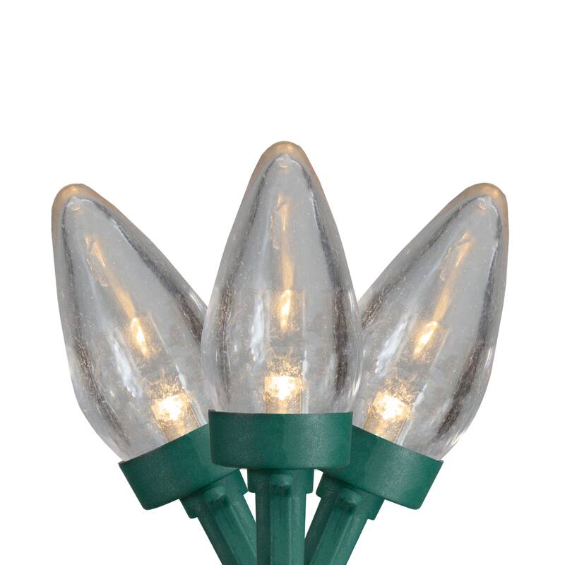50 Count Warm White LED C7 Christmas Lights, 20.25 ft Green Wire