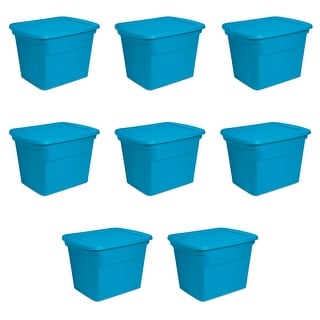 STERILITE 72 Quart Storage Totes, Blue Morpho Case of Bed
