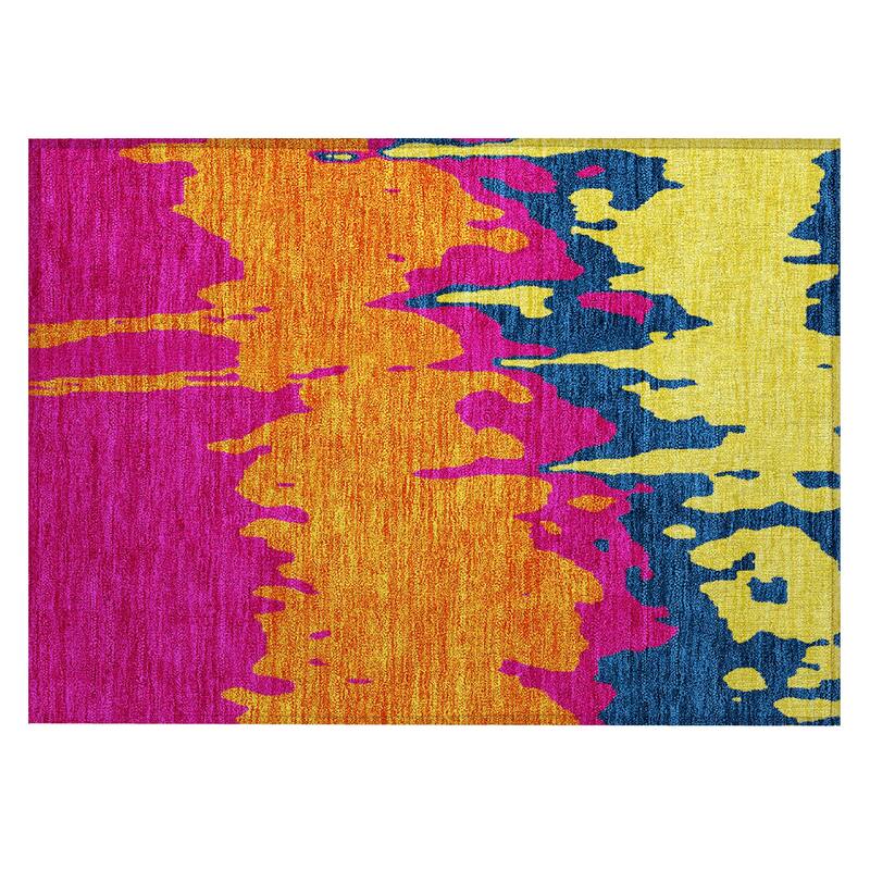 Machine Washable Indoor/ Outdoor Modern Abstract Chantille Rug