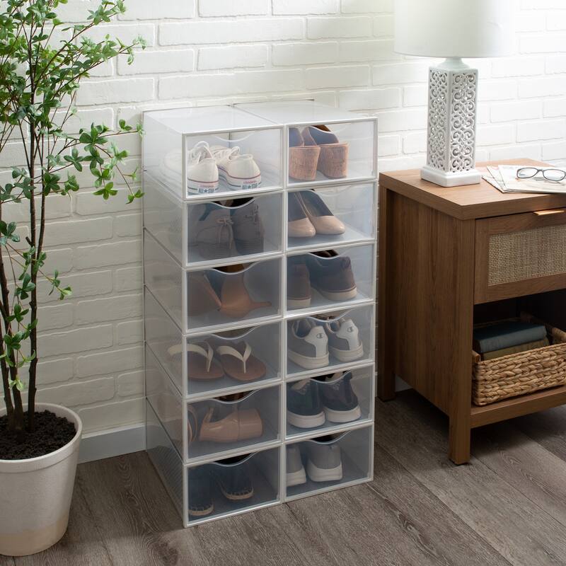 Simplify Set of 12 Stackable Shoe Boxes - 13.15"x 9"x 5.7"