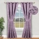preview thumbnail 1 of 4, Superior Leaves Machine Washable Room Darkening Grommet With Ties Blackout Curtains, Set of 2 46" x 84" - Wisteria