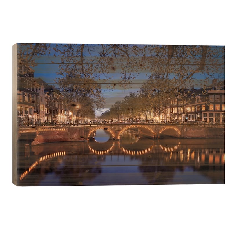 Amsterdam Lights, Amsterdam, The Netherlands Print On Wood by Jim Nilsen - Multi-Color - 18x26x1.5