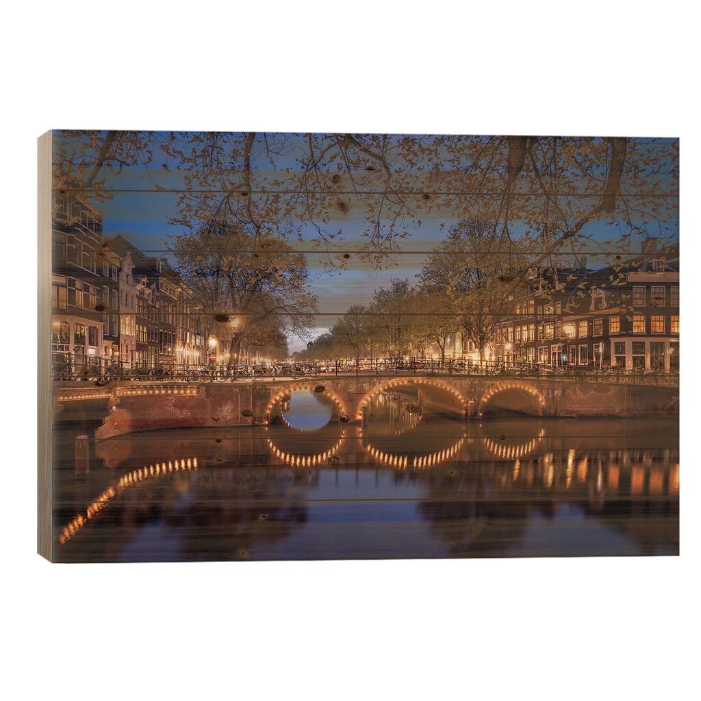 Amsterdam Lights, Amsterdam, The Netherlands Print On Wood by Jim Nilsen - Multi-Color
