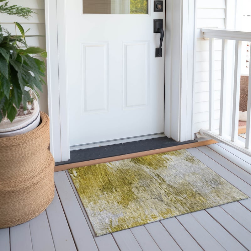 Machine Washable Indoor/ Outdoor Chantille Abstract Ombre Rug