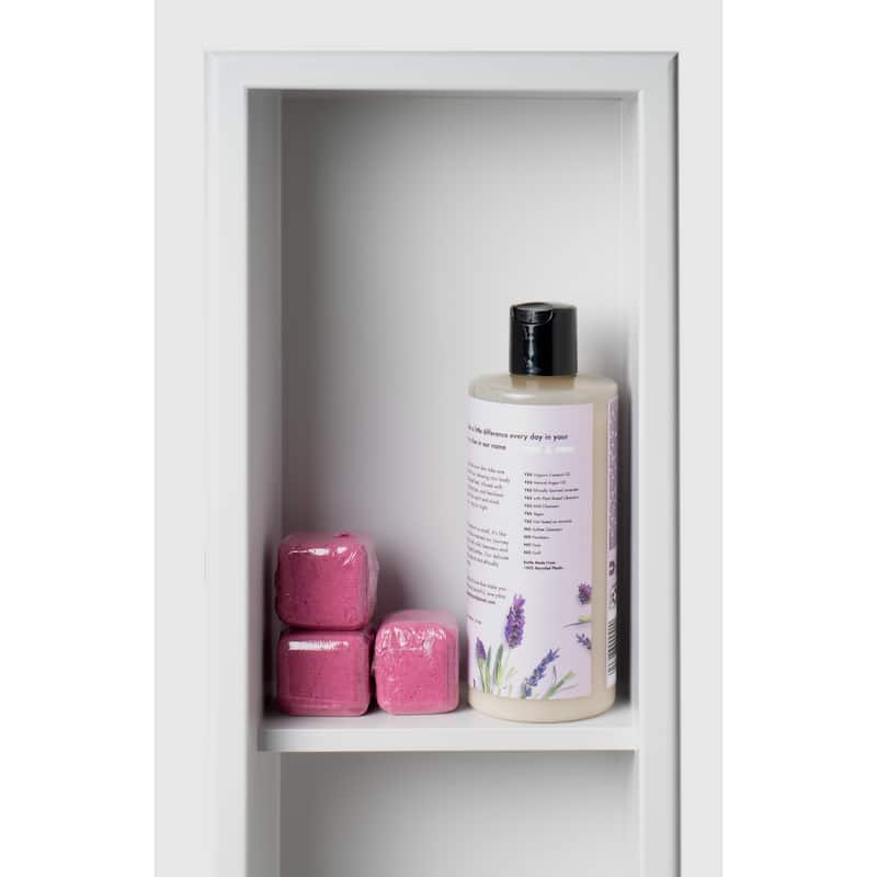 ALFI brand 8" x 36" White Matte Stainless Steel Vertical Triple Shelf Bath Shower Niche