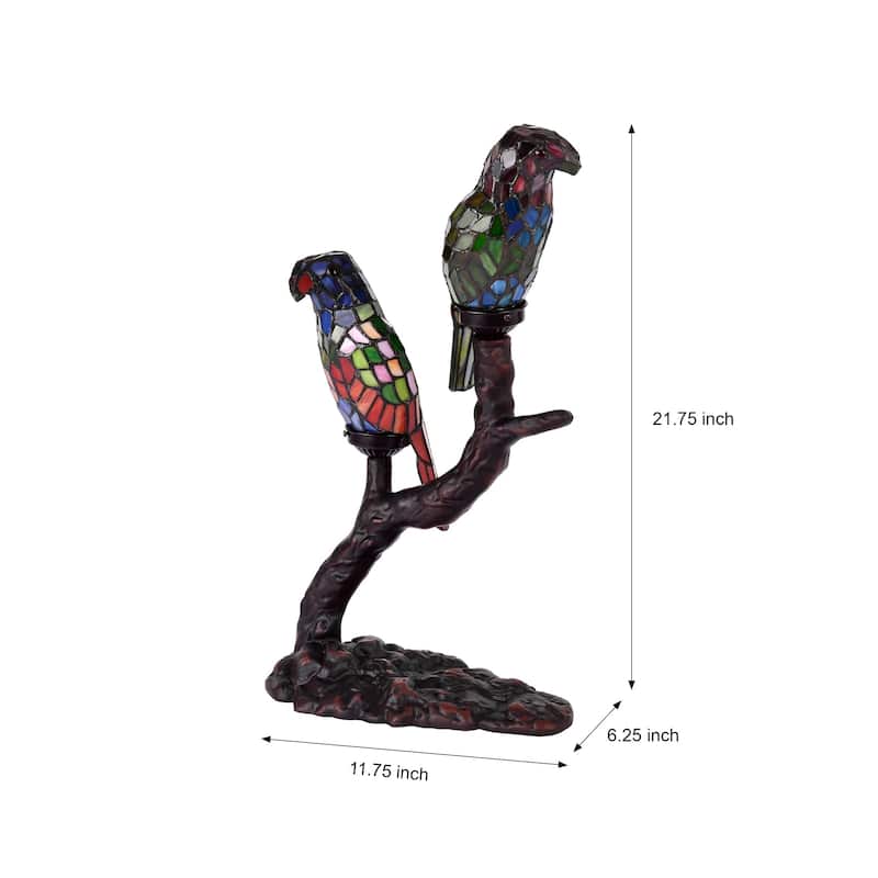 Tiffany-style Exotic Birds Accent Lamp
