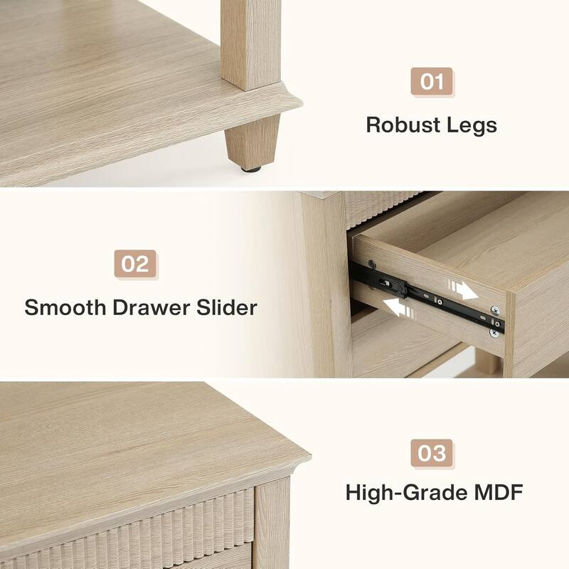 63 Inch Farmhouse Sideboard Buffet Cabinet with Storage and 2 Drawers - 63" W × 14.6" D × 33.5" H