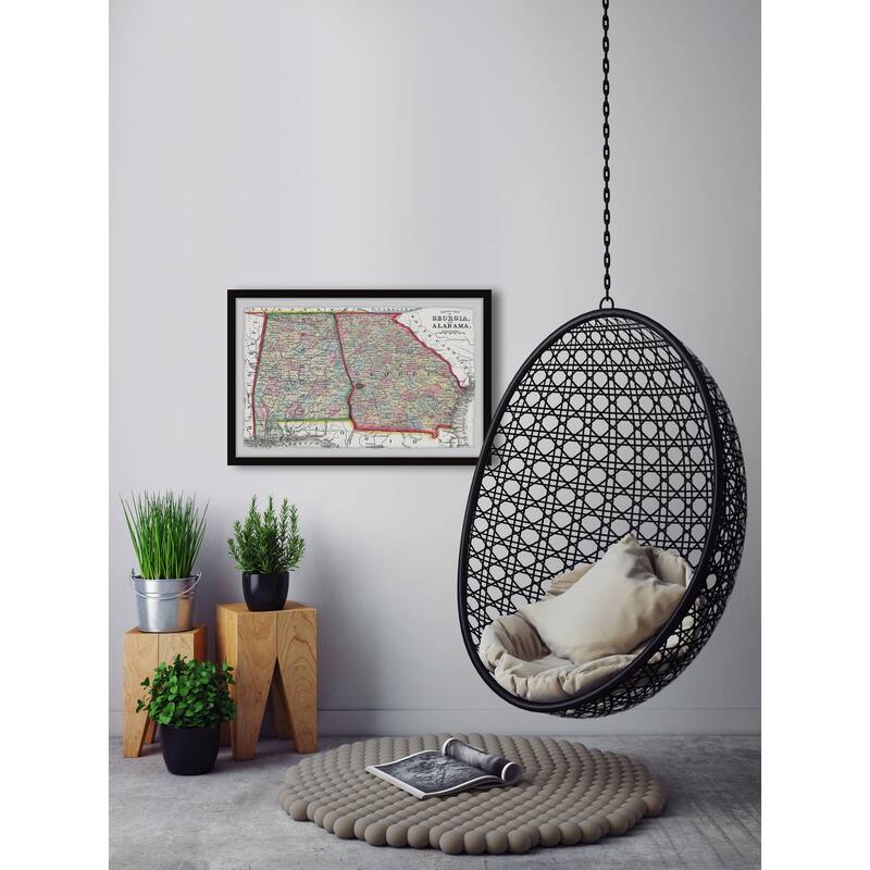 'Vintage Map of Georgia and Alabama' Framed Painting Print