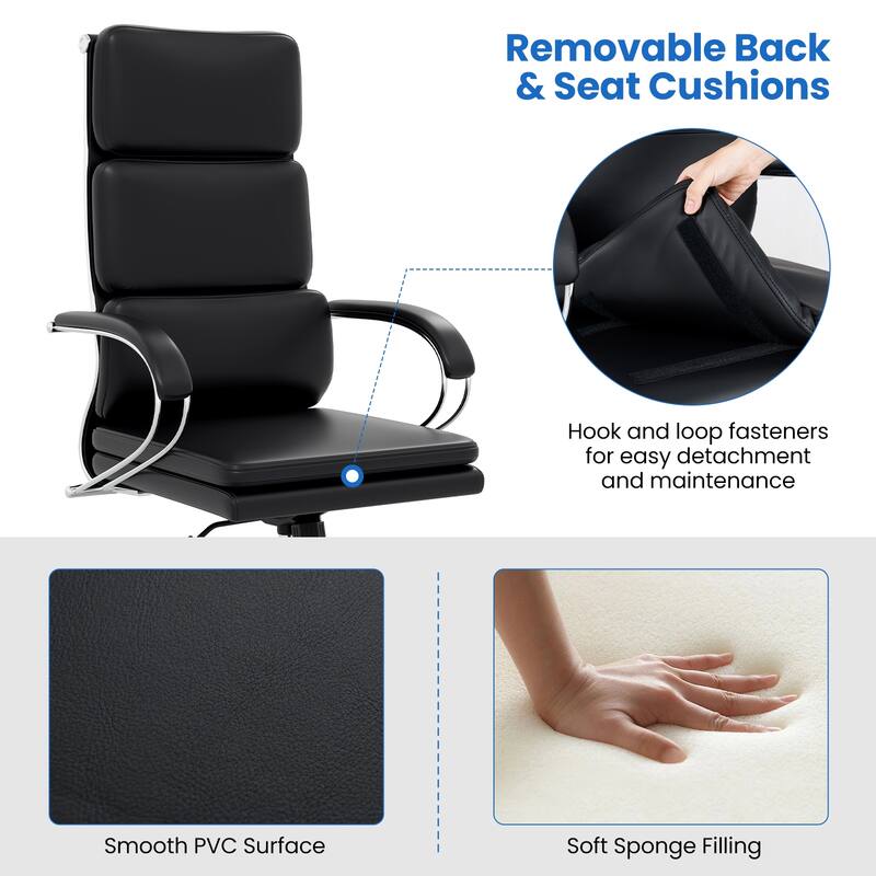 Gymax Ergonomic Leather Office Chair Executive Chair w/ Adjustable