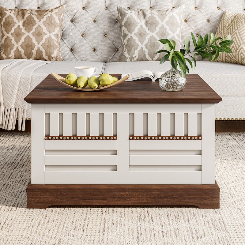 31.5" Farmhouse Lift-Top Coffee Table Square Center Table
