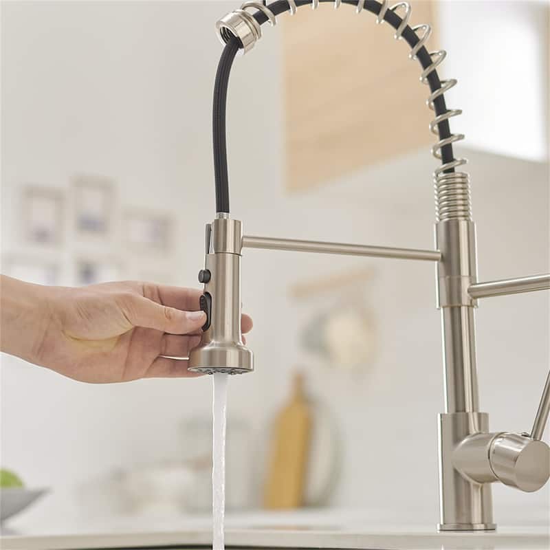 Pull Down Kitchen Faucet With Sprayer Single Hole Commercial Kitchen Sink Faucet Single Handle Spring Modern RV Basin Vanity Tap