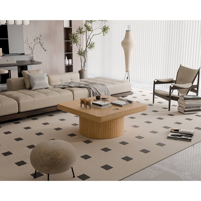 34.6'' Square Coffee Table Center Table for Living Room, Side Table Sofa Table Accent Table End Table