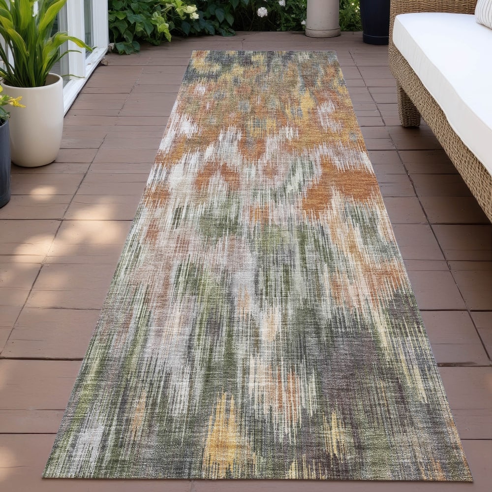 Machine Washable Indoor/Outdoor Modern Watercolor Chantille Rug