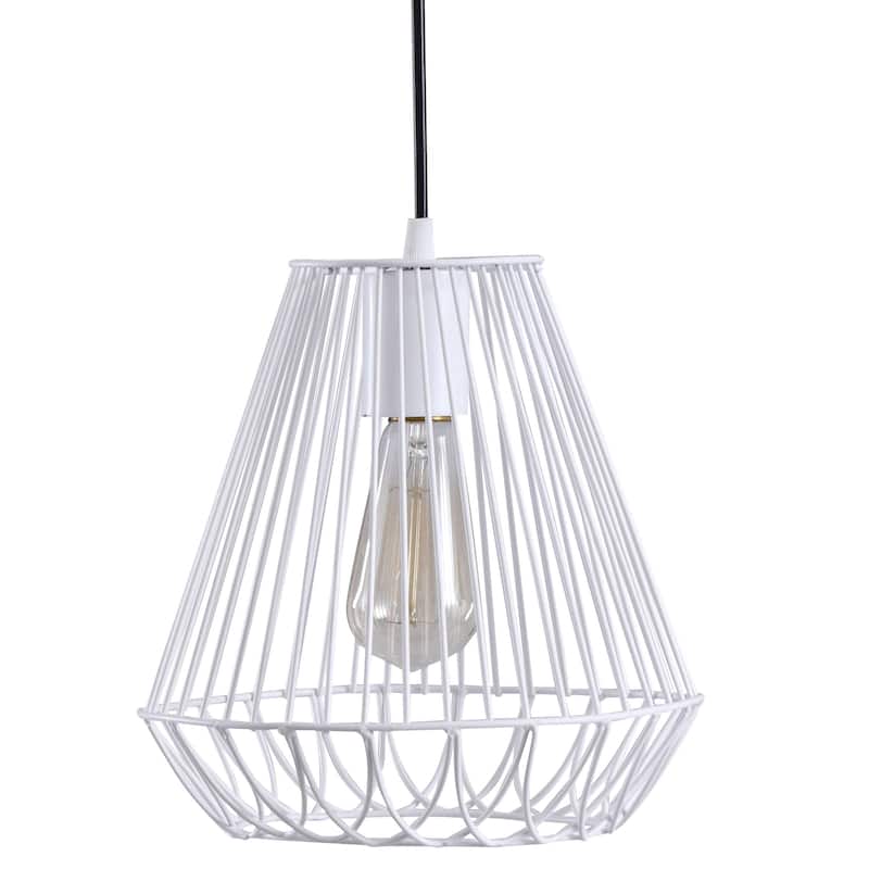 Metal Pendant - Open White Shade - White